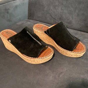 Like New black suede with cork sole Sam Edelman
